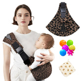 Sanilinwild Leopard baby sling setup demonstrates versatile carry options for parents