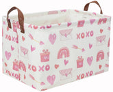 Sanjiaofen pink heart storage basket front view for stylish organization.