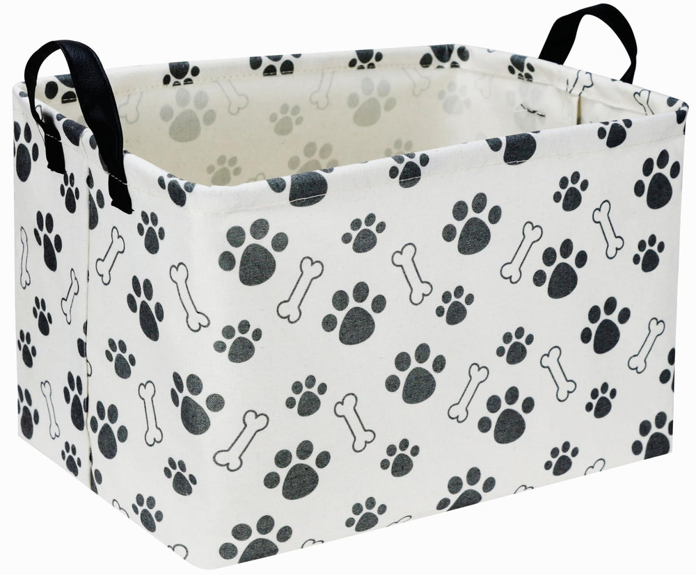 Sanjiaofen rectangular dog basket front view with sturdy leather handles for easy carry.