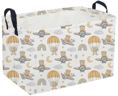 Sanjiaofen rectangular kids basket with airplane bear design for tidy toys.