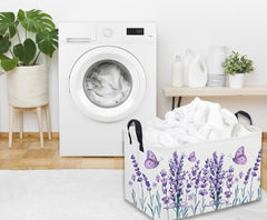 Sanjiaofen lavender basket on shelf combines decor and practical storage.