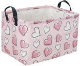 Sanjiaofen rectangular heart storage bin with pink heart for toy organization at home.
