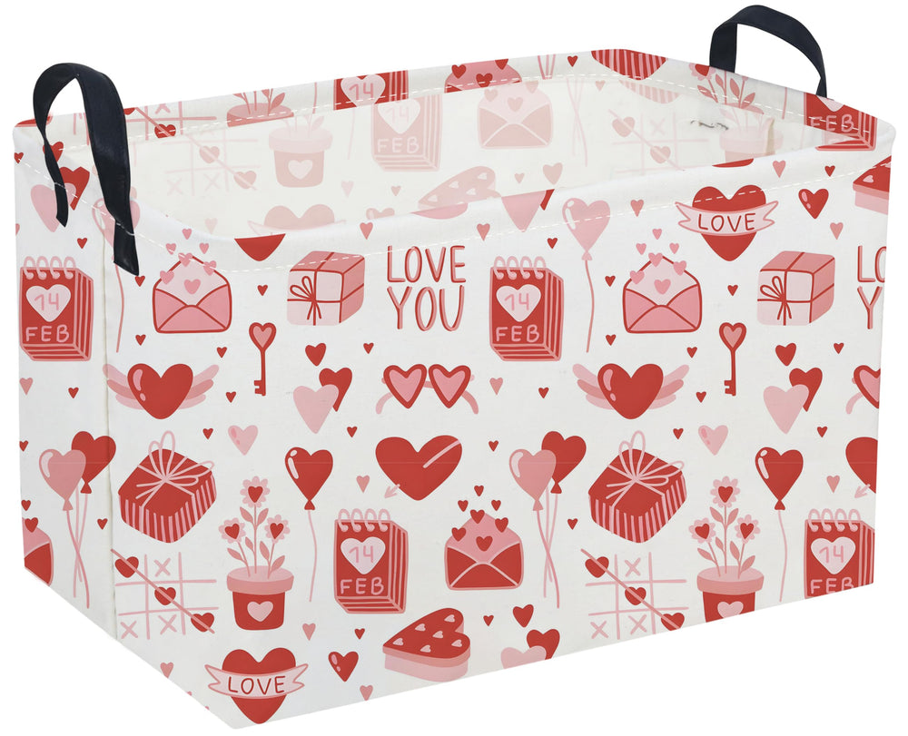 Sanjiaofen rectangular Valentine basket with handles, easy to move and organize toys.