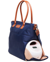Sarah Wells Abby breast pump tote with leather straps, portable and stylish for daily pumping