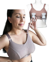 Sarah Wells Journey pumping bra with wide Velcro straps for a customizable fit.