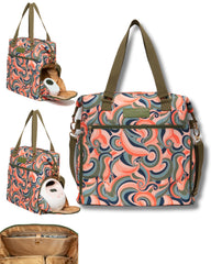Sarah Wells Lizzy bag side compartment fits most portable pumps securely