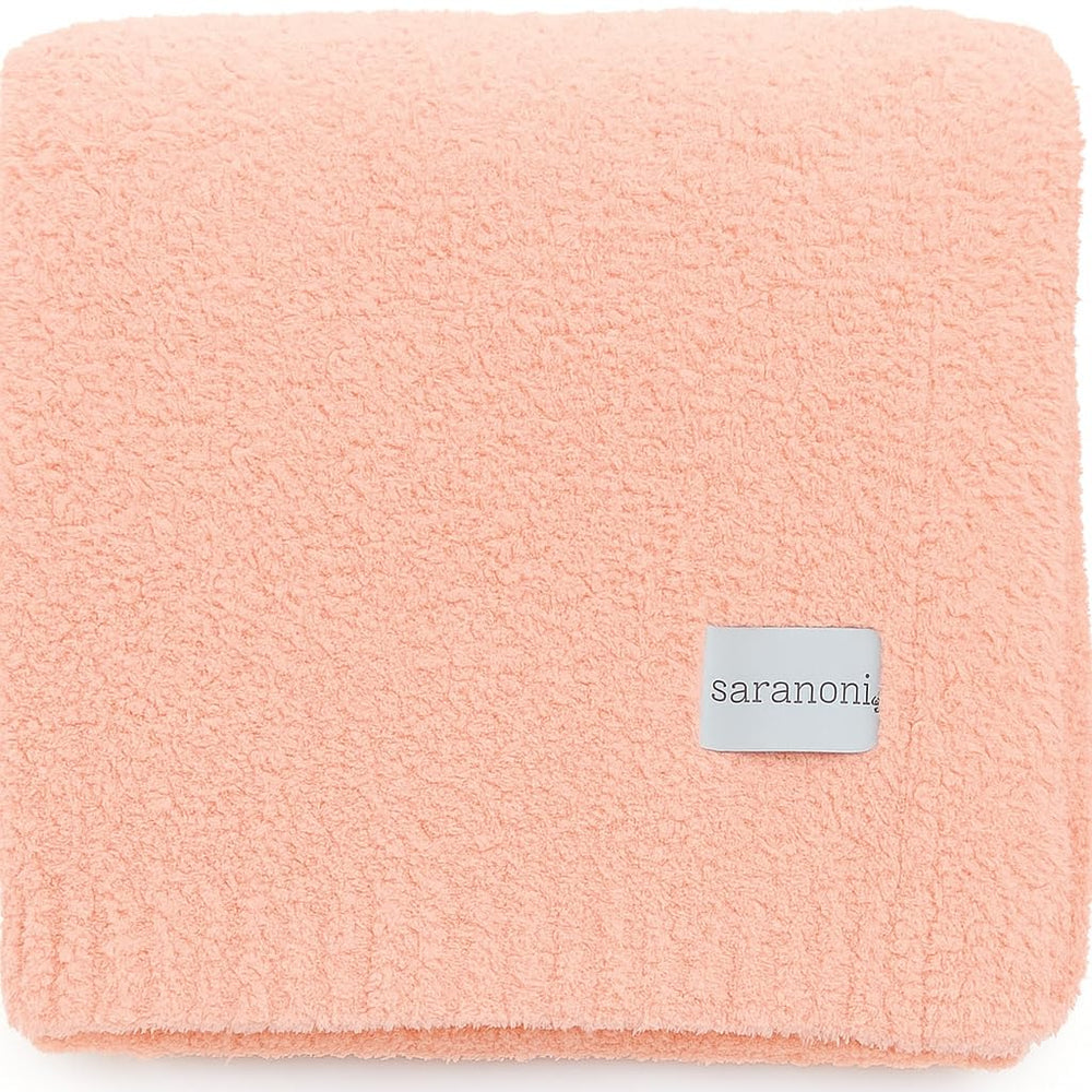 SARANONI Bamboni luxury baby blanket soft peach fabric ideal for gentle cuddles