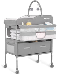 Saryocy baby changing table with guard rails for safe diaper changes