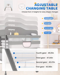 Saryocy changing table with waterproof changing pad for easy cleanup
