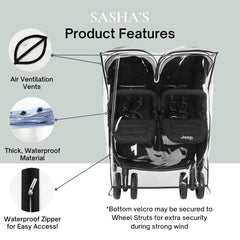SASHA'S full-coverage design shields against wind and debris.