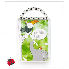 Sassy Developmental Look Book's multi-textured handle supports grasping and teething.