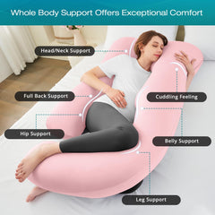 Sasttie 57-inch maternity pillow provides head-to-toe comfort during pregnancy.