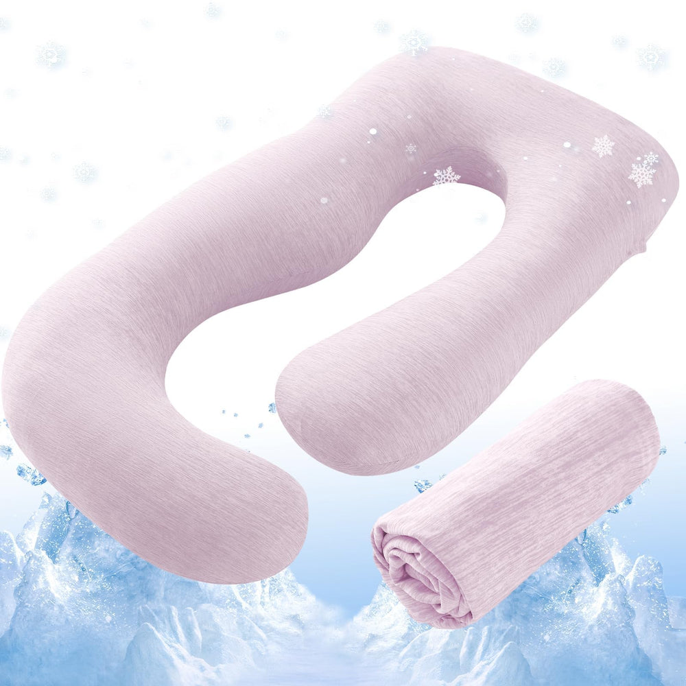 Sasttie cooling pregnancy pillow cover in soft fabric offers gentle comfort for reading and lounging.