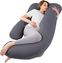 Sasttie pregnancy pillow with ergonomic U-shape supporting shoulders and back