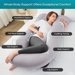Sasttie 57-inch full-body pregnancy pillow wraps from head to toe