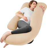 Sasttie pregnancy pillow in U-shape provides full-body support for restful sleep.