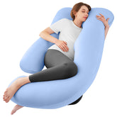 Sasttie U-shaped pregnancy pillow close-up showing ergonomic support.