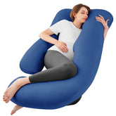 Sasttie U-shaped pregnancy pillow with cooling design supports head and shoulders.