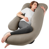 Sasttie U-shaped pregnancy pillow offers full-body support for sleep.