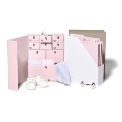 Savor I Baby Deluxe Box pink cover neatly stores newborn memories for busy parents.