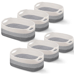 Sawysine six-piece cotton rope basket set for versatile storage and organization