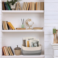 Sawysine storage baskets in living room keeping blankets and toys tidy
