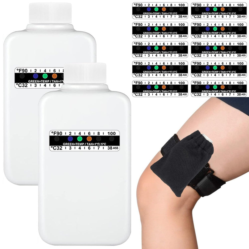 Sazoemao urine test kit bottles with temperature strips for on-the-go readings.