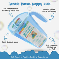 S.C. Products Shampoo Rinse Cup for kids blue side view showing soft-edge seal