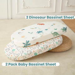 SDIII Dinosaur Bassinet Sheet elastic-edge demonstrates secure universal fit