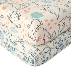 SDIII dinosaur pack n play sheets 2-pack with breathable microfiber for gentle skin comfort