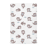 SDMKA cute otter crib sheet in blue pattern, soft and breathable for baby naps.