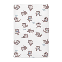 SDMKA cute otter crib sheet in blue pattern, soft and breathable for baby naps.
