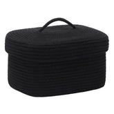 Sea Team oval storage basket with lid in black, front view keeps nursery essentials organized