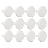 Seadiquiet 12-pack clear outlet covers ready for childproofing outlets.