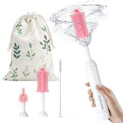 SEANCHEER S02 electric bottle brush set pink front view for faster bottle cleaning