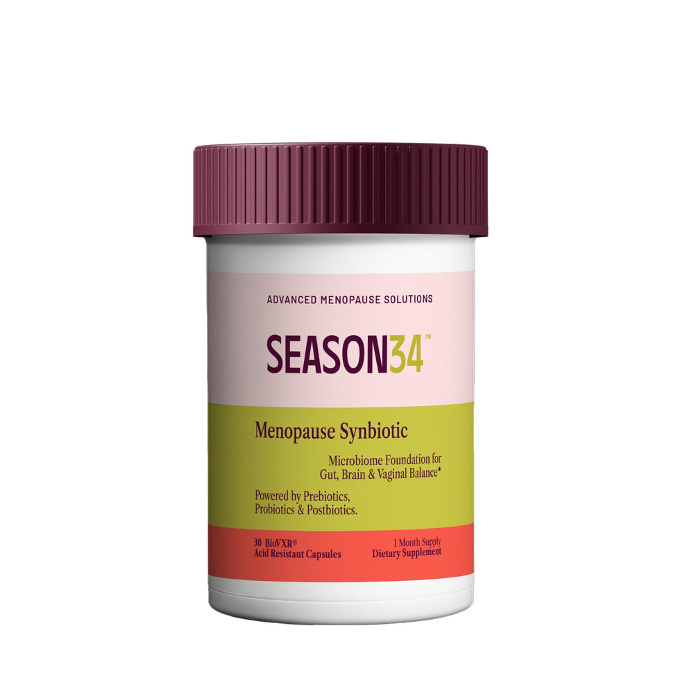 SEASON34 menopause probiotic bottle promoting vaginal balance and gut support