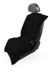 Seat Armour black seat towel cover protects upholstery with soft absorbent fabric.