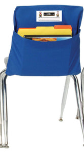 Seat Sack blue chair pocket front view for easy notebook storage.