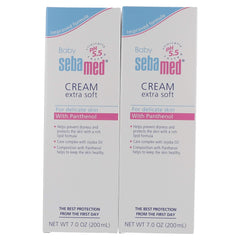 SEBAMED Baby Cream Extra Soft texture close-up suggests creamy, smooth finish