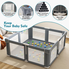 Seeday playpen shows slip-resistant base staying steady on hard floors.