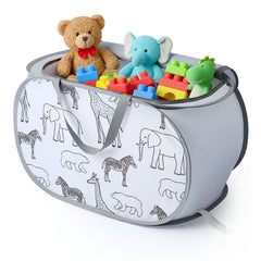 Seefoo foldable toy basket with zipper lid keeping toys organized and accessible.