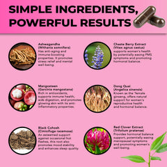 SelecWell Perimenopause capsules close-up highlights natural herbal blend for balance.