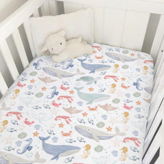 Selgkds Boho Ocean Animals Sea Horse Crib Sheet keeps baby comfy.