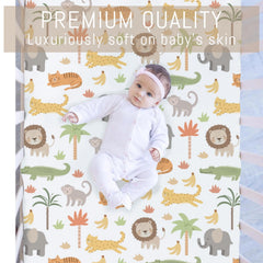 Selgkds Jungle Safari leopard crib sheet bright print for a cheerful nursery
