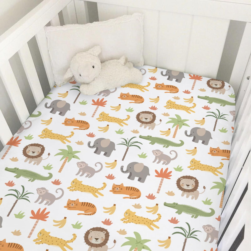 Selgkds Jungle Safari lion crib sheet keeps baby cozy and snug for peaceful sleep