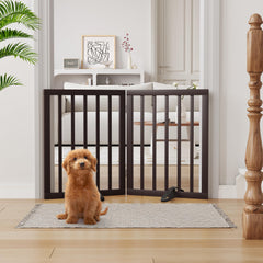 Semiocthome bamboo dog gate in espresso, assembly-friendly for quick room control.