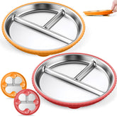 Semloo 2-pack suction plates grip tables for mess-free self-feeding.
