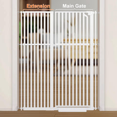 Senneny 15-74 inch extension piece white, widens a 63-inch gate for larger openings.