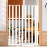 Senneny 63-inch extra tall cat gate in doorway helps contain pets while allowing airflow