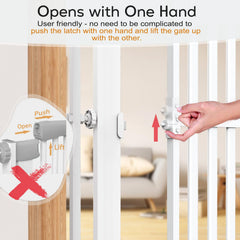Senneny one-hand-open gate demonstrates easy access for busy homes.